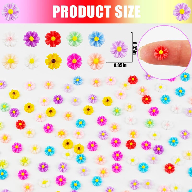 HOMICO 200 Pieces Colorful Tiny Daisy Decor for Dollhouse Mini Resin Decor for Crafts Tiny Things for Fairy Garden Micro Landscaping Decoration - Image 2